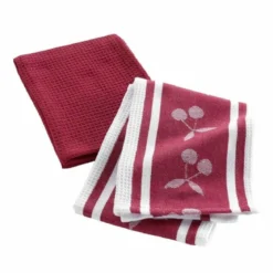 TORCHON X2 PIECES 50X70CM CERISETTE RUBIS