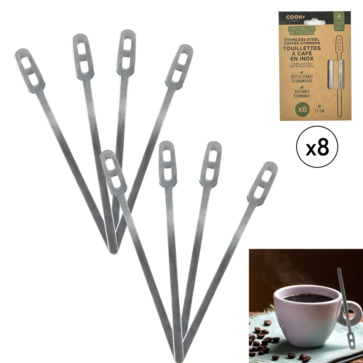 8 TOUILLETTES CAFE METAL