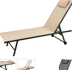 TRANSAT ROULETTES 5 POSITIONS ANTHRACITE 185X55CM