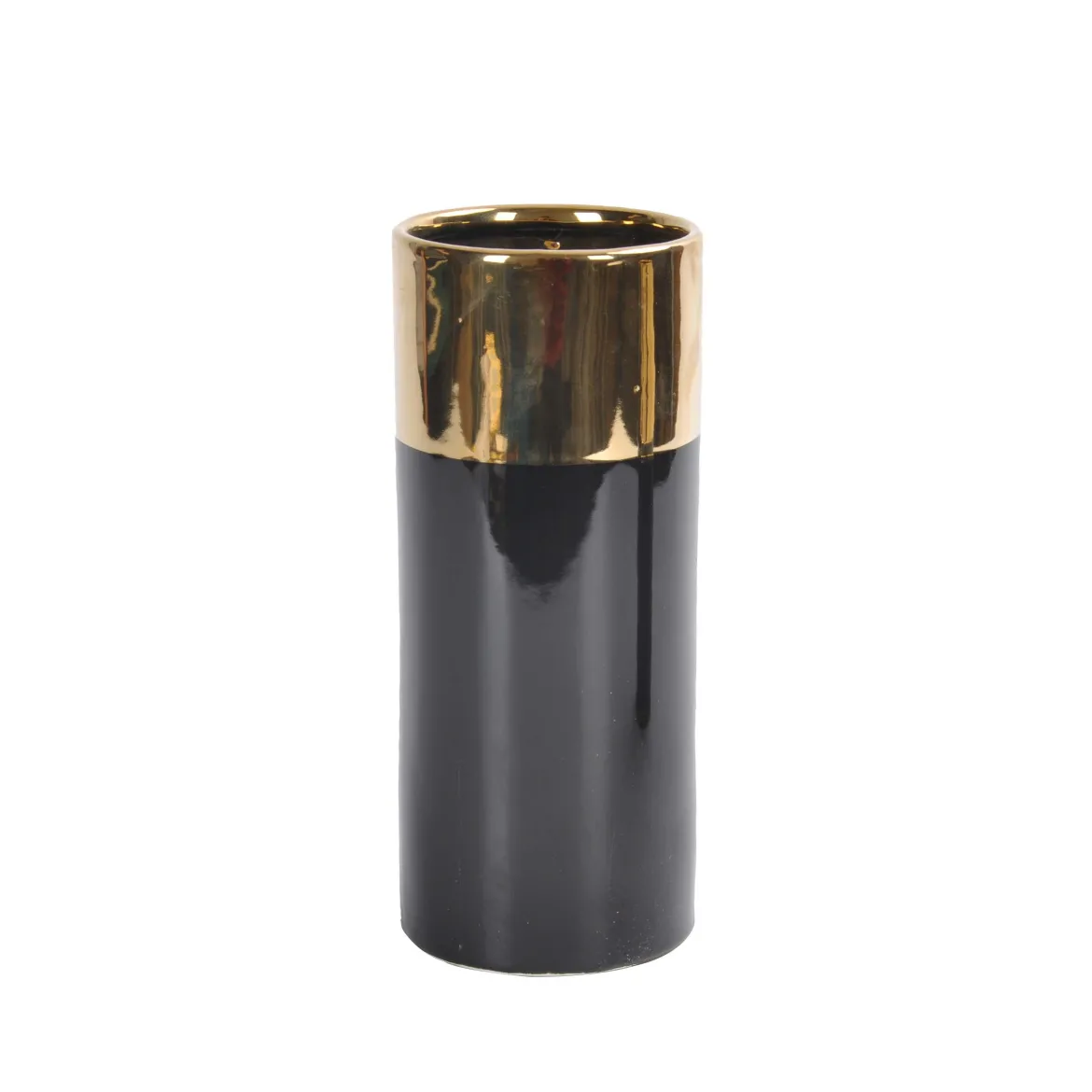 VASE CERAMIQUE NOIR DORE H.24CM