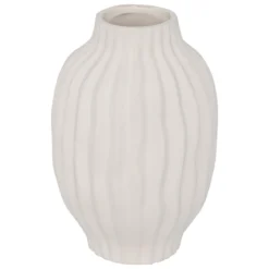 VASE CERAMIQUE STRIE FERNAN BLANC H.22CM