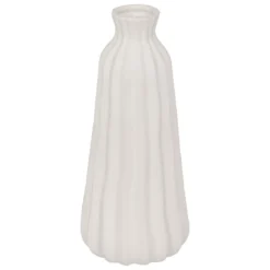 VASE CERAMIQUE STRIE FERNAN BLANC H.30CM