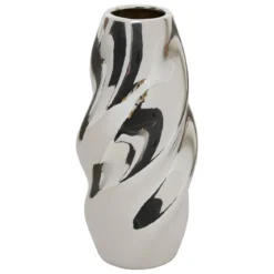 VASE CERAMIQUE TORS SKY ARGENT H.21CM