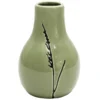 VASE CERAMIQUE VERT ORNEMENT BRANCHE H.14CM
