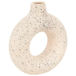 VASE CIRCLE CERAMIQUE BLANC NOIR H.30CM