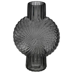 VASE COQUILLAGE VERRE GRIS H.32CM