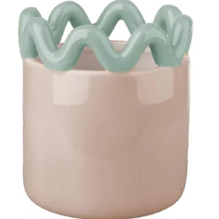 VASE DOLOMITE ROSE ET VERT 13X13X13CM