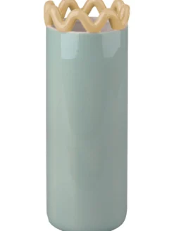 VASE DOLOMITE VERT ET JAUNE 11.5X11.5X24.5CM