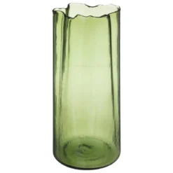 VASE IRREGULIER VERRE VERT JEMO H.32CM
