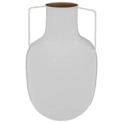 VASE METAL EMAILLE COLLECTIONNEUR BLANC H.30.5CM
