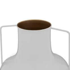 VASE METAL EMAILLE COLLECTIONNEUR BLANC H.30.5CM
