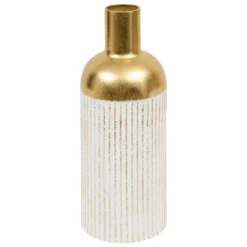 VASE METAL MIRSA DORE BLANC H.43.5CM