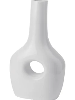 VASE POPPY CERAMIQUE FINITION BRILLANTE BLANC 13X6.8X23CM