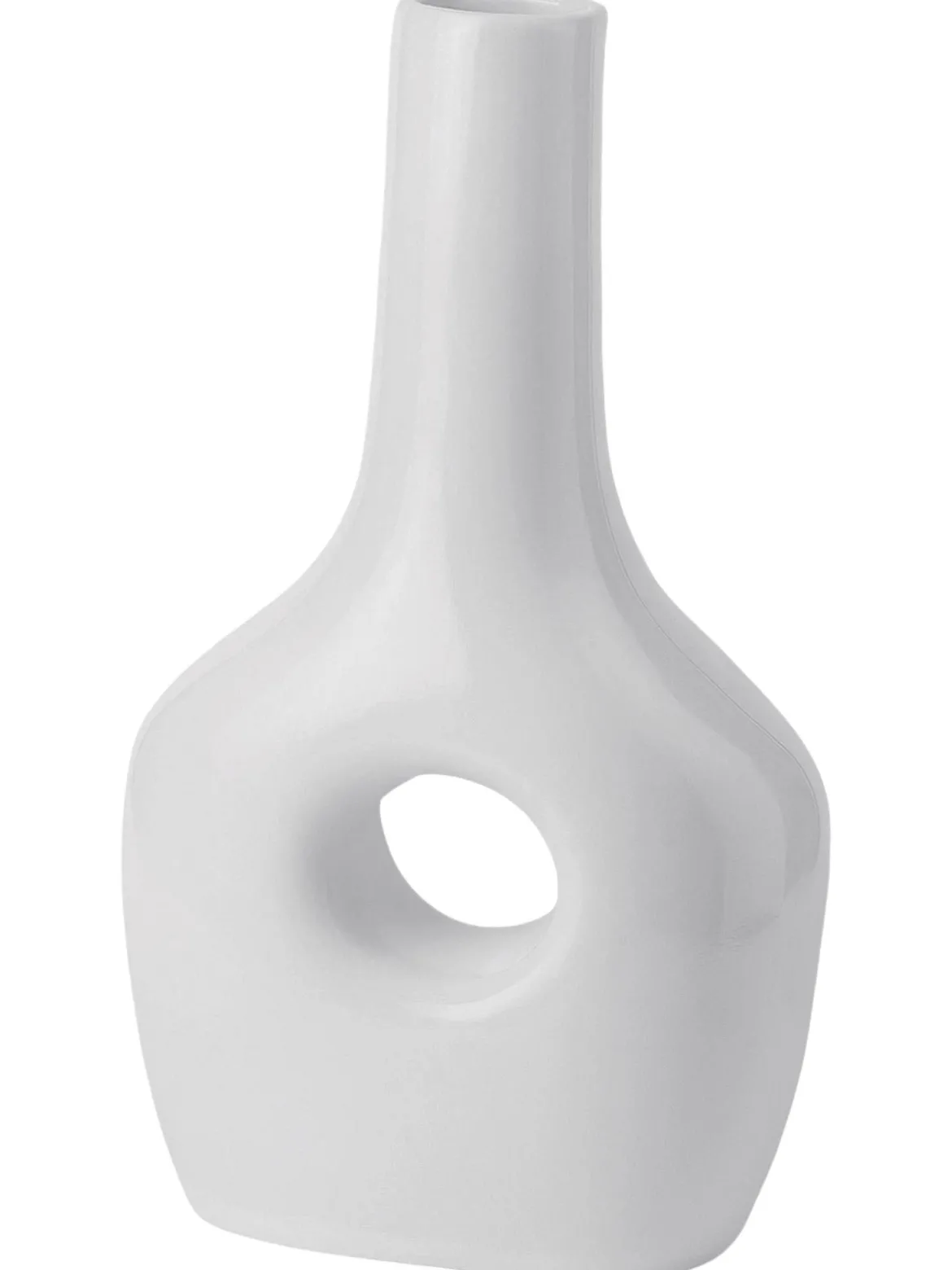 VASE POPPY CERAMIQUE FINITION BRILLANTE BLANC 13X6.8X23CM