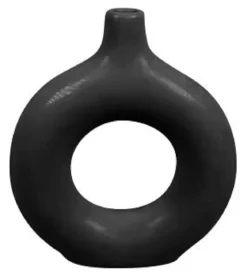 VASE ROND H.15CM NOIR
