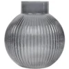 VASE VERRE RAINURE BLEU H.21CM
