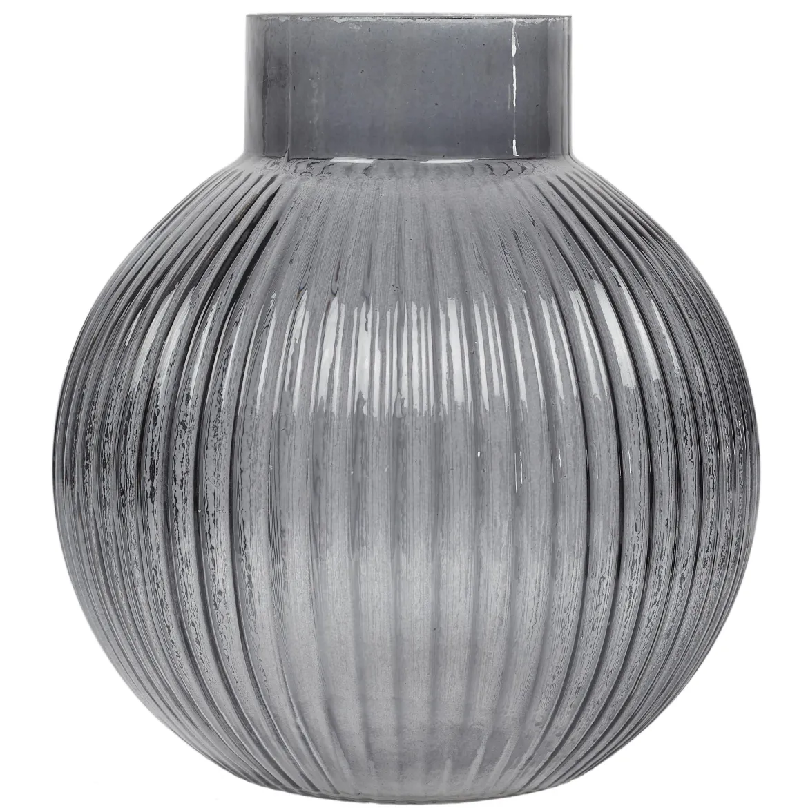 VASE VERRE RAINURE BLEU H.21CM