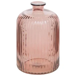 VASE VERRE RECYCLE LUZ ROSE H.23CM