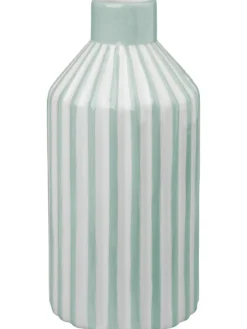 VASE VERT ET BLANC LIGNE RELIEF 11.5X11.5X24CM