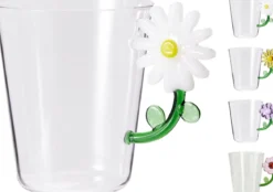 VERRES A CAFE ET THE ANSE EN FLEUR 410ML