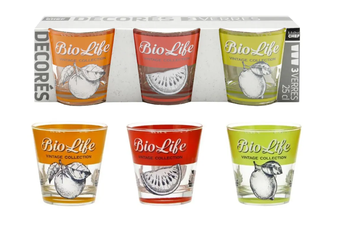 3 VERRES BIO LIFE 25CL
