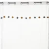 VOILAGE POMPON BLEU OCRE 140X230CM