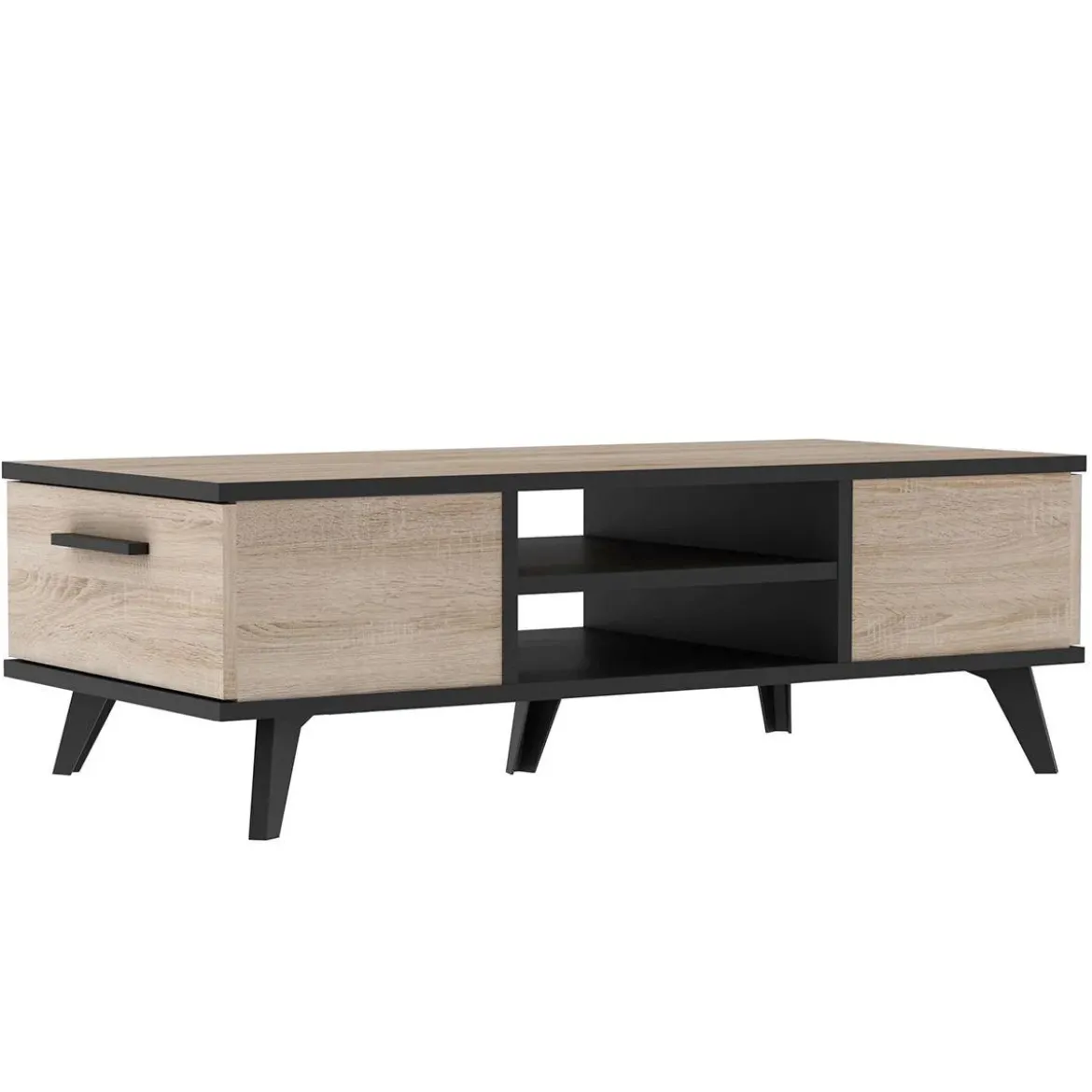 WAYNE TABLE BASSE 2TIROIRS CHENE BROSSE NOIR
