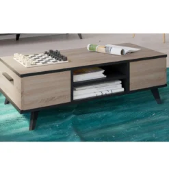 WAYNE TABLE BASSE 2TIROIRS CHENE BROSSE NOIR